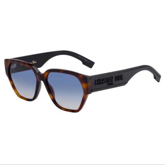 Christian Dior DiorID1 Unisex Havana Black Blue Lens Sunglasses - Picture 1 of 5